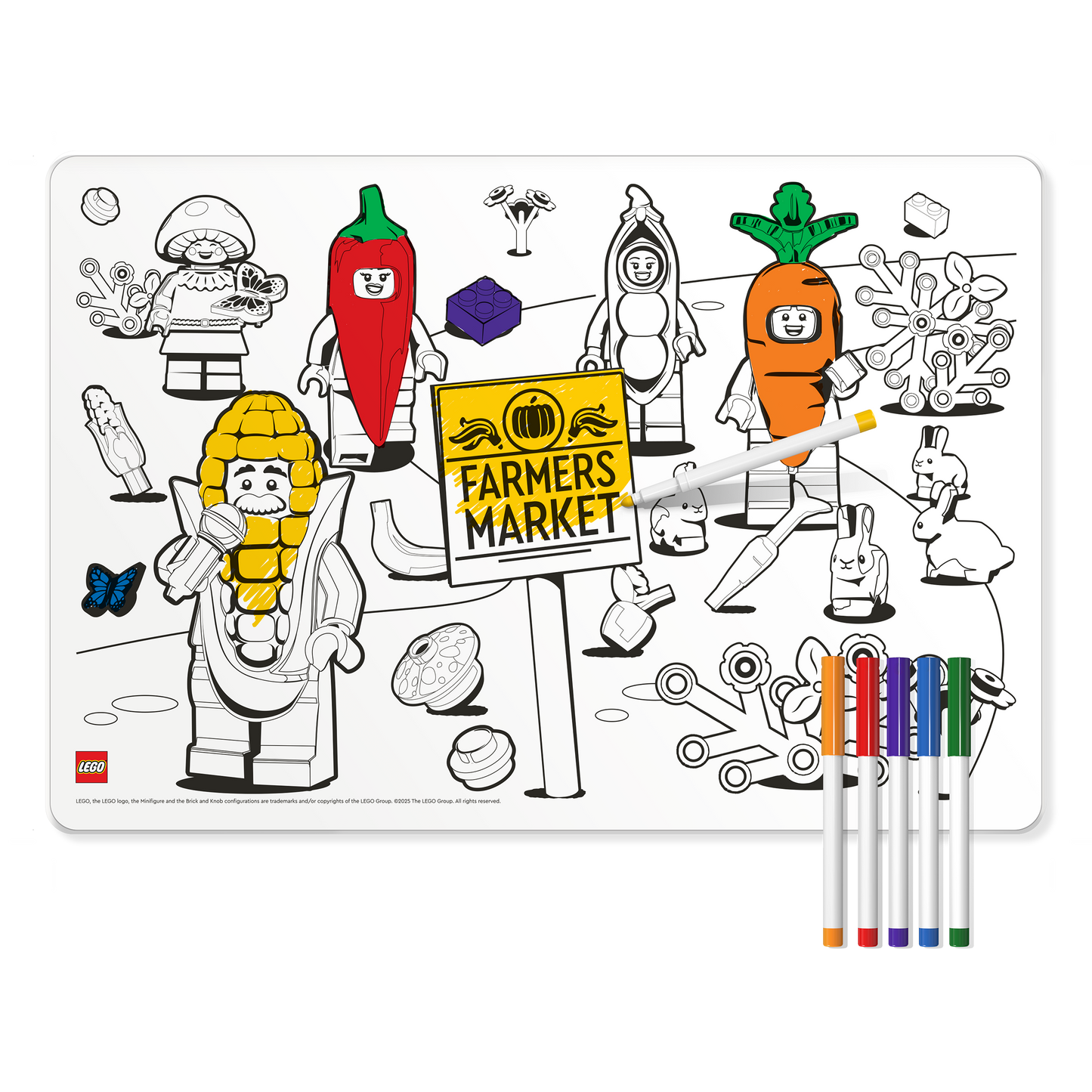 LEGO® Minifigures™ Color Me Silicone Mat and Markers - Farmer Market