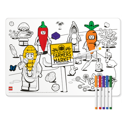 LEGO® Minifigures™ Color Me Silicone Mat and Markers - Farmer Market
