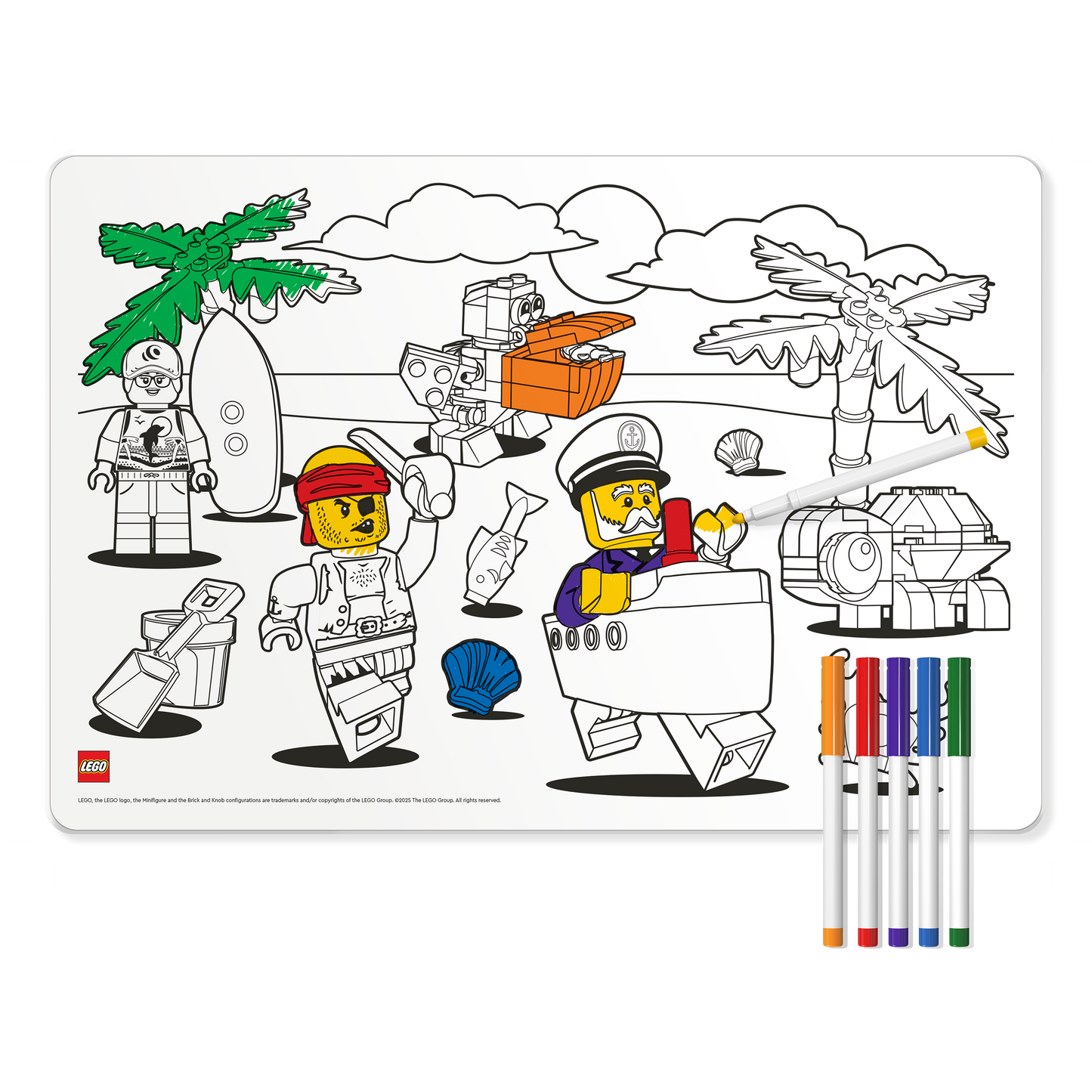 LEGO®  Minifigures™ Color Me Desk Mat and Markers - Pirate